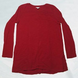 J. Jill Red Long Sleeve Tunic Shirt w/ Pockets